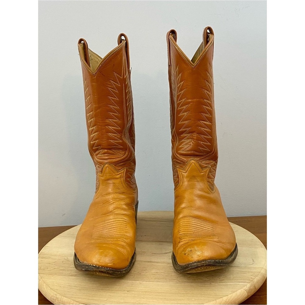Tony Lama 80s Gold Label Vintage Brown Leather Western Cowboy Boots Men's 11D - Picture 3 of 13
